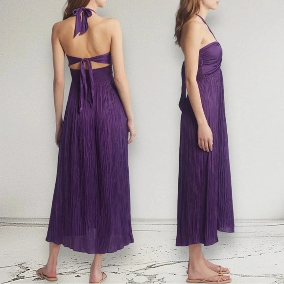 NEW SESSUN Trancoso Cutout Detail Halter Strap Midi Dress Picasso Lily Size S - Picture 3 of 16